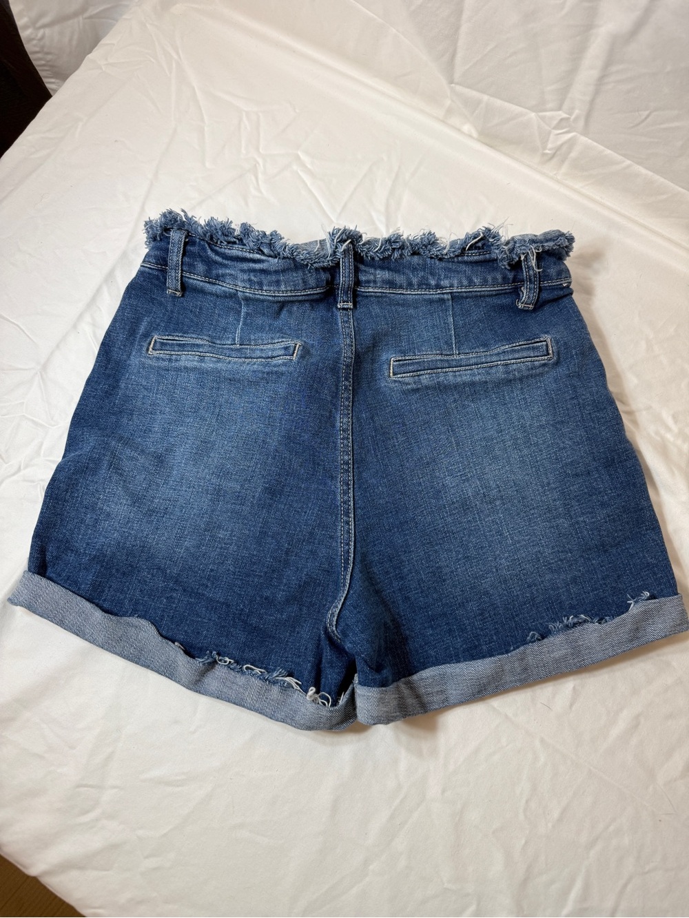 KanCan Dark Blue Frayed Waist Denim Shorts